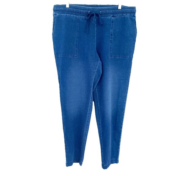 J Jill Pure Jill Indigo Pull On Pants Size Medium Blue Denim Look Ankle Stretch - Picture 1 of 10
